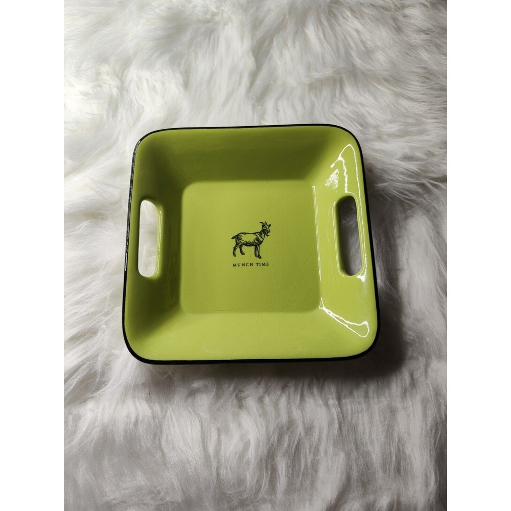 Vintage Line Green Hallmark Farm Motif Serving Dishes 8" X 8"‎